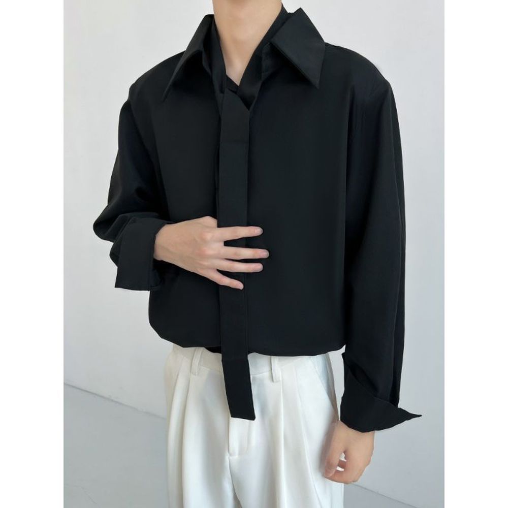 Shirt for Men with Draped Long Sleeves